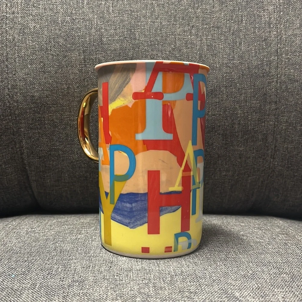 Anthropologie Happy Latte Coffee Mug